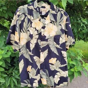 Platinum Tropical Floral Silk Shirt size Medium